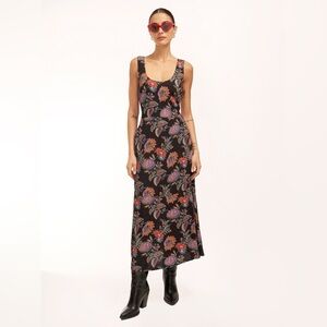 Equipment Femme Everett Maxi Dress Women’s Size 12 Floral Print Black Red Purple